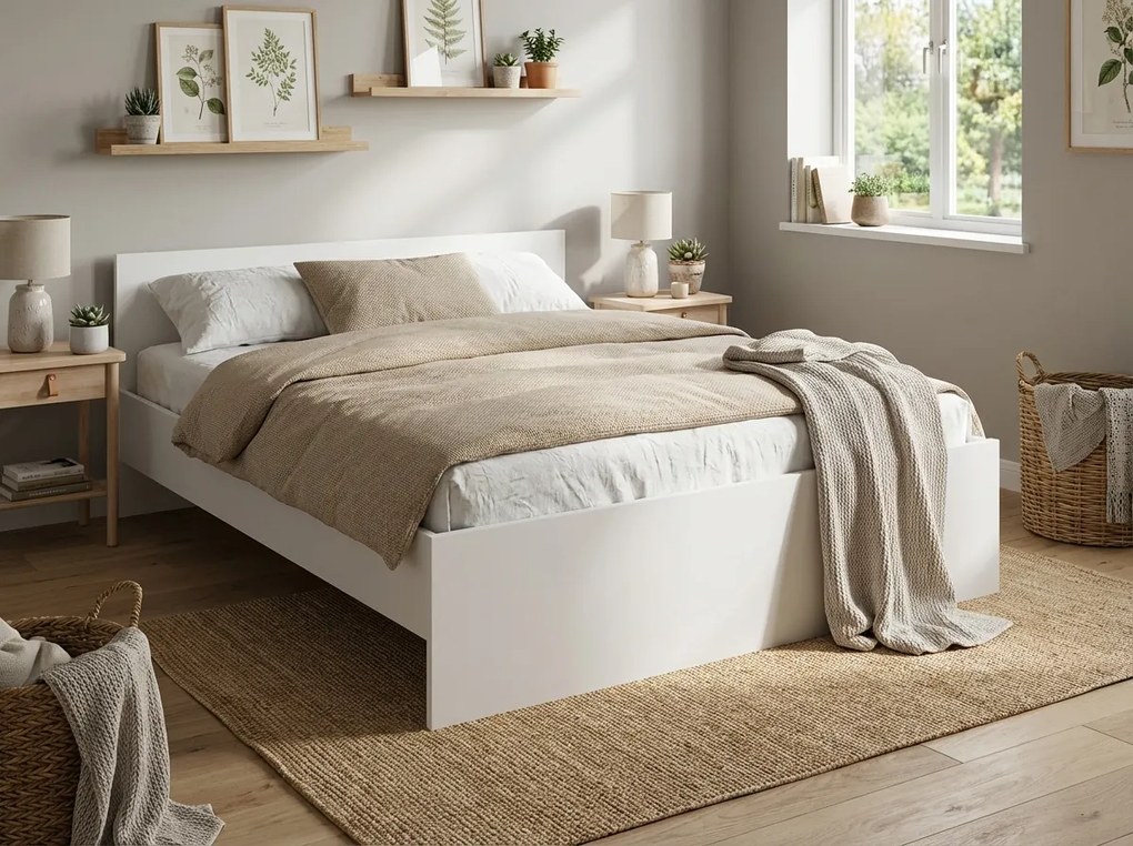 Ágy ELISA 160 x 200 cm, fehér Ágyrács: Lamellás ágyrács, Matrac: Coco Maxi 20 cm matrac