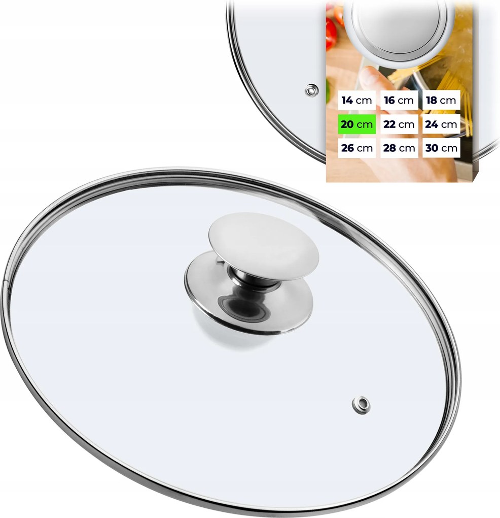 Üveg Fedő 20cm Serpenyő Fedő Edény