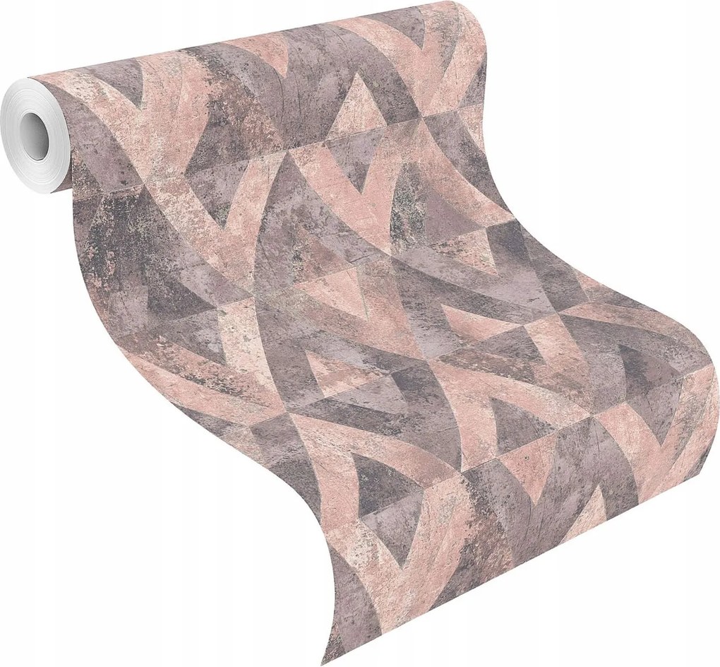 Tapéta 3D Tapéta Dörzsölt Beton Rombusz Rózsaszín Szürke Rasch 535532 Kiárusítás