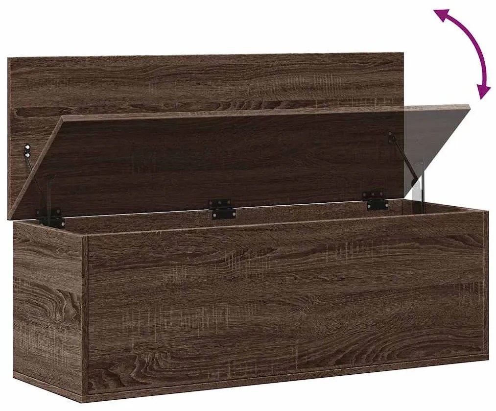 barna tölgy színű szerelt fa tárolóláda 102 x 35 x 35 cm