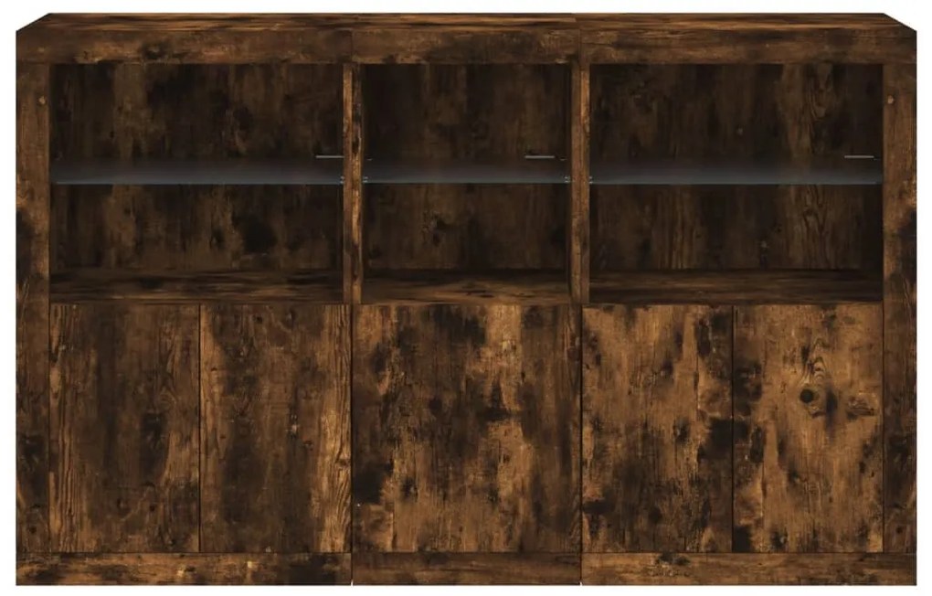 füstös tölgy színű tálalószekrény LED-ekkel 162 x 37 x 100 cm