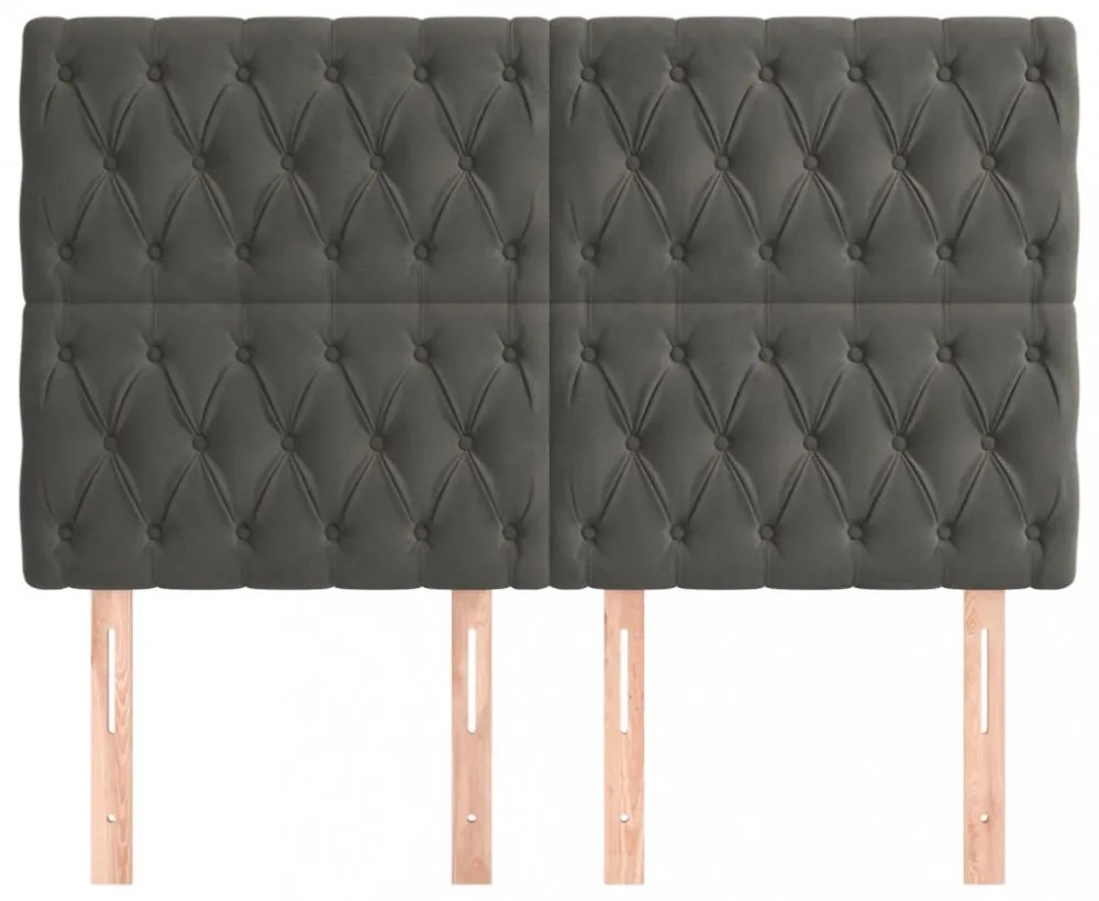 sötétszürke bársony fejtámla 144x7x118/128 cm