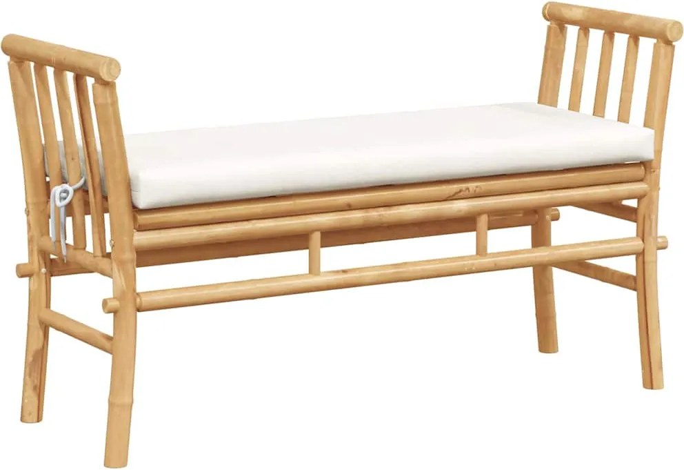 vidaXL Kerti pad párnával Barna 110 x 38 x 65cm bambusz