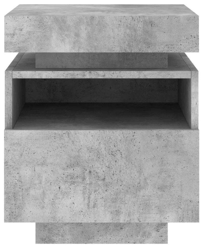 betonszürke éjjeliszekrény LED-fényekkel 40x39x48,5 cm
