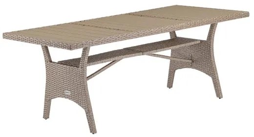 Casaria® Rattan asztal Takeo 190x90x75cm - krém