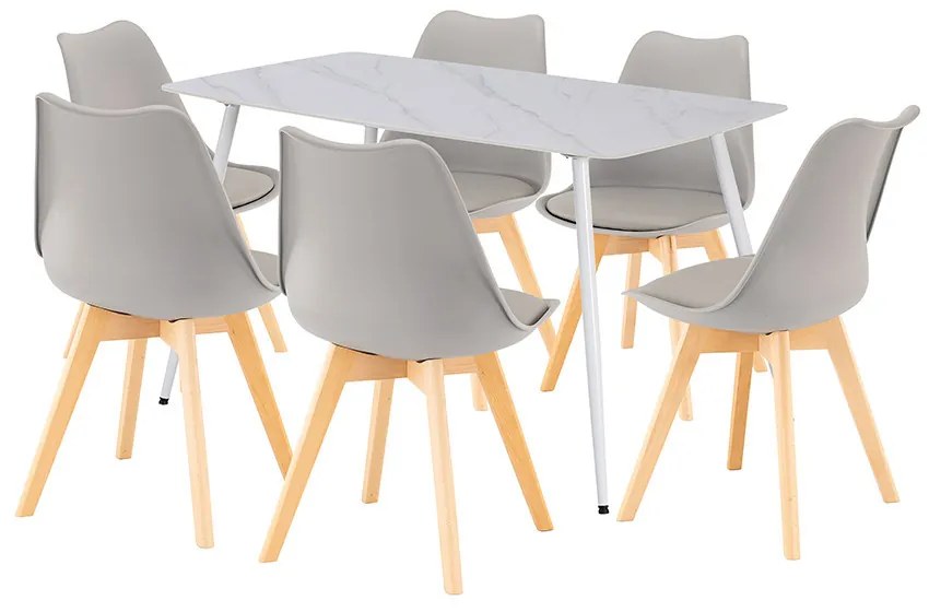 Ravena 6+1 étkező garnitúra fehér-szürke