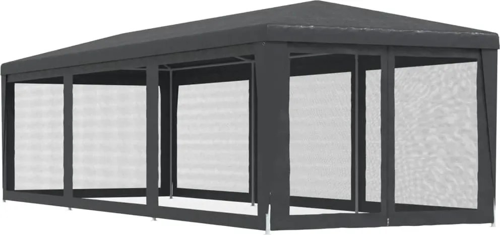 Antracit HDPE rendezvénysátor 8 hálós oldalfallal 3x9 m