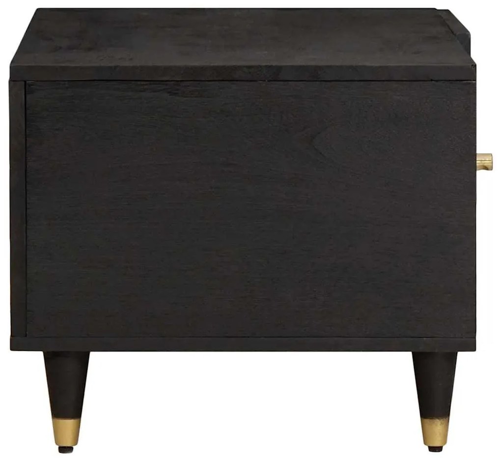 vidaXL Dohányzóasztal Fekete 80 x 50 x 40 cm Tömör Mangófát