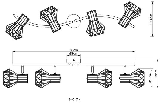 Globo 54017-4 - Spotlámpa PRISKA 4xE27/40W/230V