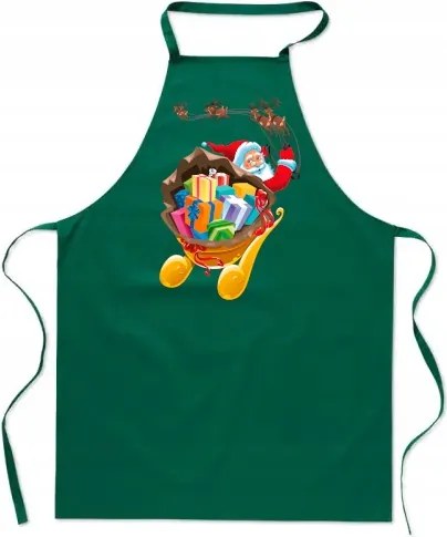 Konyhai kötény Mikulás rénszarvas szánnal Divatos karácsonyi nyomtatás