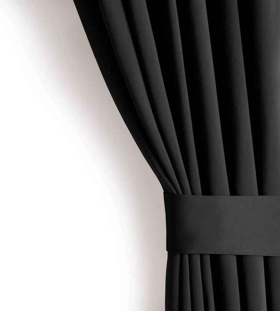 Fekete sötétítő termo függöny 140x245 cm Pleat – Restilo