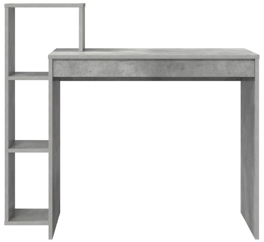Asztal polcokkal Beton szürke 100 x 40 x 90 cm Faanyag