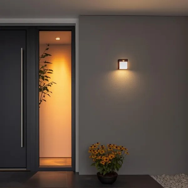 Brilagi-LED kültéri fali lámpa szenzorral TERNI LED/12W/230V fekete IP44