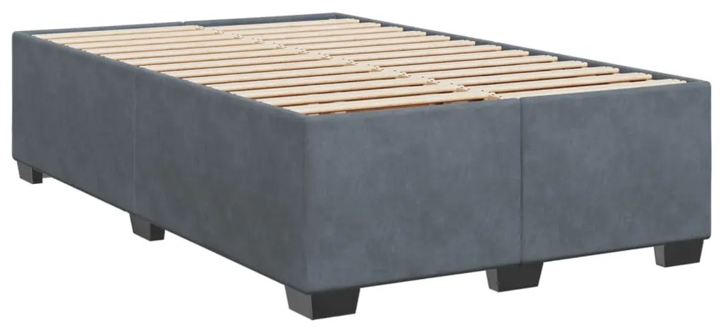 sötétszürke bársony rugós ágy matraccal 120x190 cm