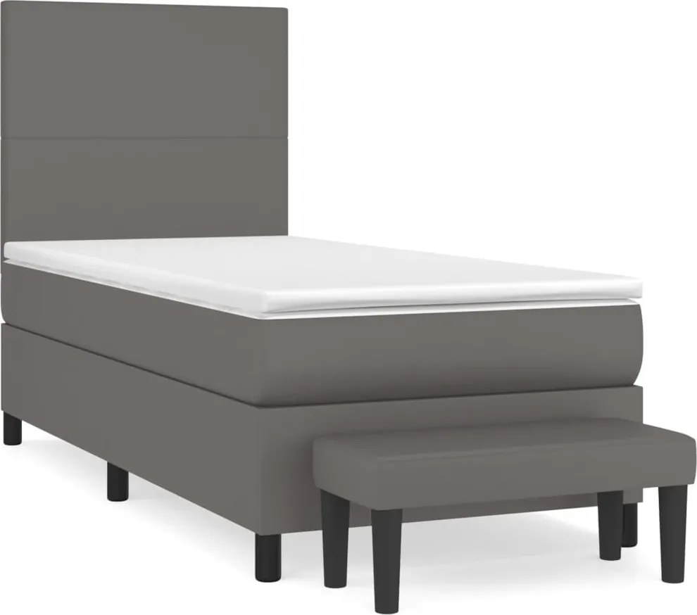vidaXL szürke műbőr rugós ágy matraccal 90x190 cm