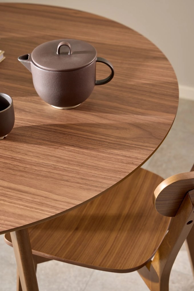 MAZZONI EXPORT ROXY Természetes Dió - RETRO KEREK FA ASZTAL KONYHÁBA/ÉTKEZŐBE