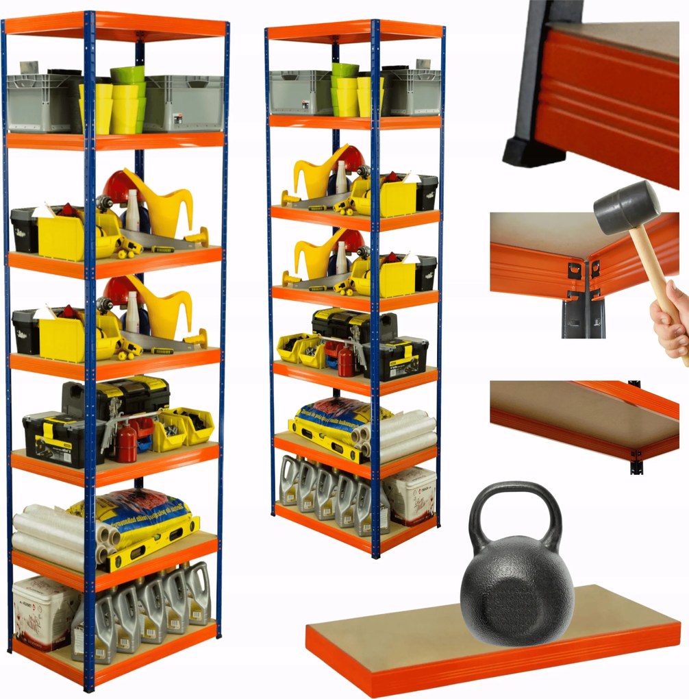 Tárolószekrény fém állvány Helios 270x60x60cm 7Px175kg Tömör Magas