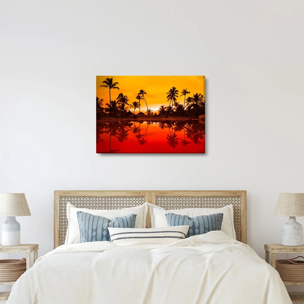 Kép - naplemente az üdülőhely felett (70x50 cm)