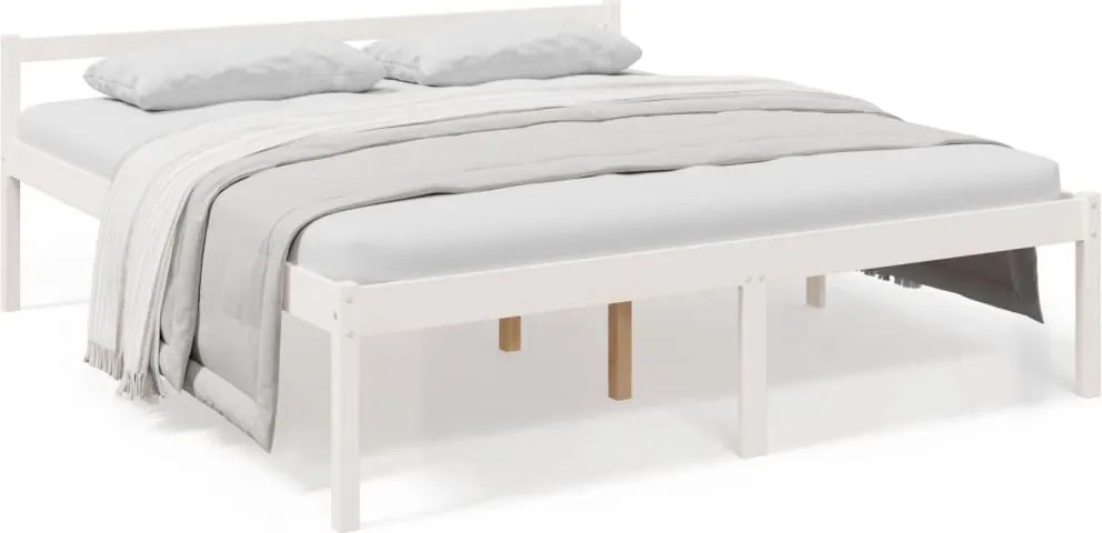 vidaXL Super King Size fehér tömör fenyőfa ágy időseknek 180 x 200 cm