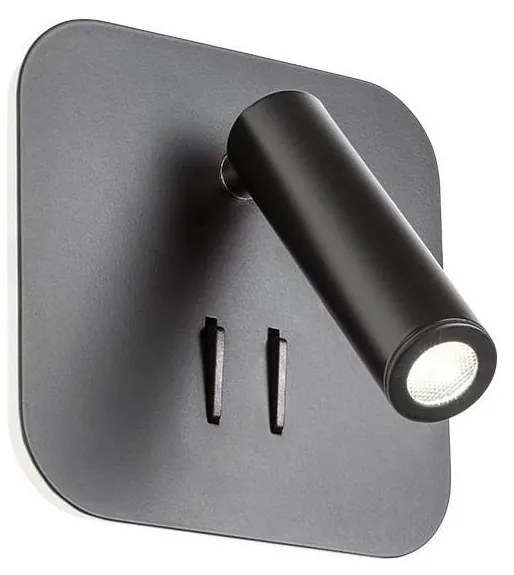 Redo 01-1492 - QUDA LED fali lámpa LED/6W/230V + LED/3W CRI 90 USB fekete