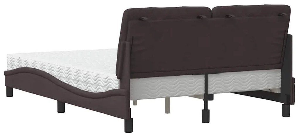 ágy matraccal Sötétbarna 140x200 cm szövet