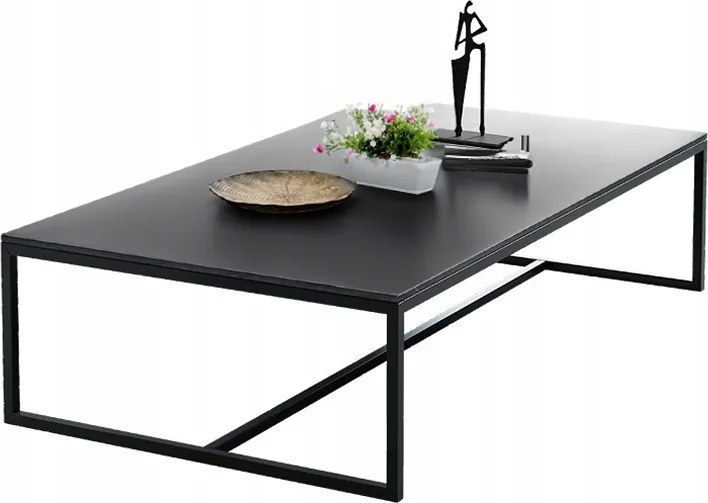 Pad Dohányzóasztal Modern Téglalap Alakú 120x60x42 CM Fekete Ipari