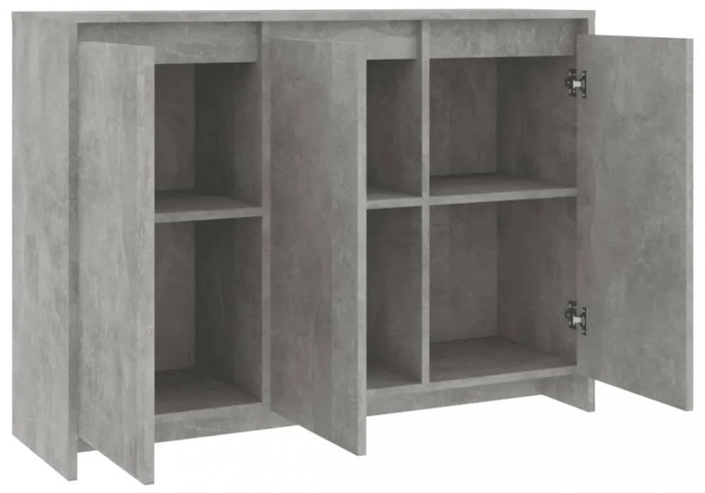 betonszürke szerelt fa tálalószekrény 102 x 33 x 75 cm