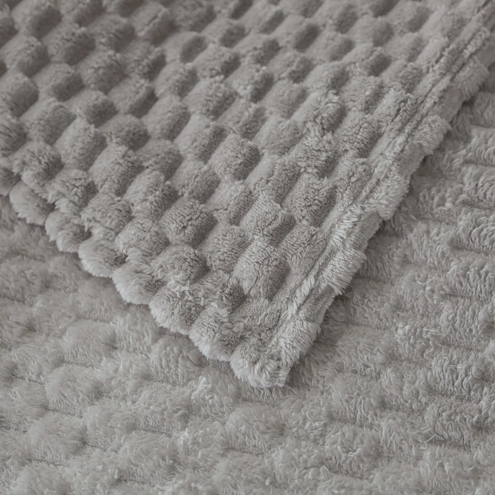 Dekorációs Takaró 200x220 Puha Pléd Dombornyomott Sakktábla Világosszürke