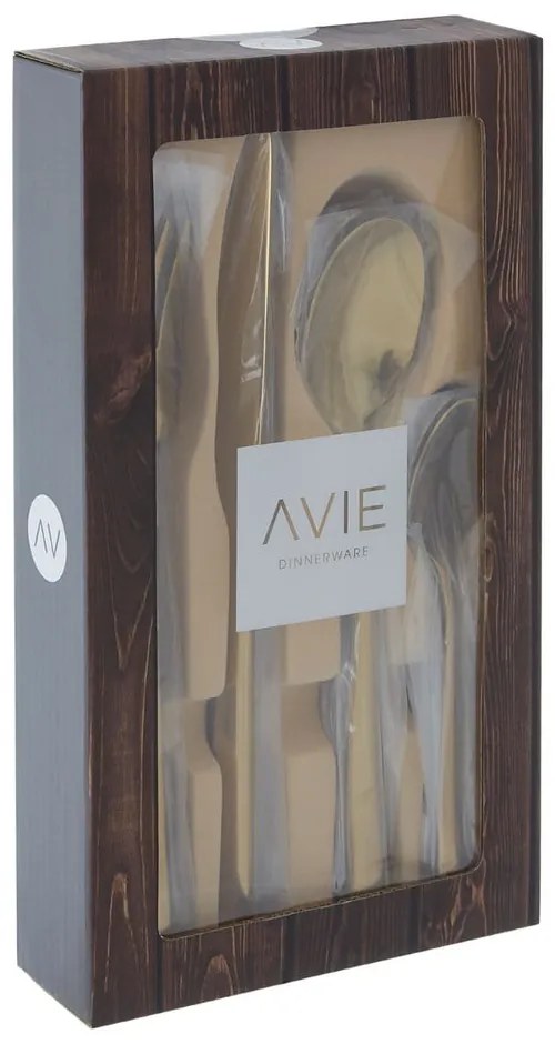 Aranyszínű rozsdamentes acél evőeszköz készlet 16 db-os Avie – Premier Housewares