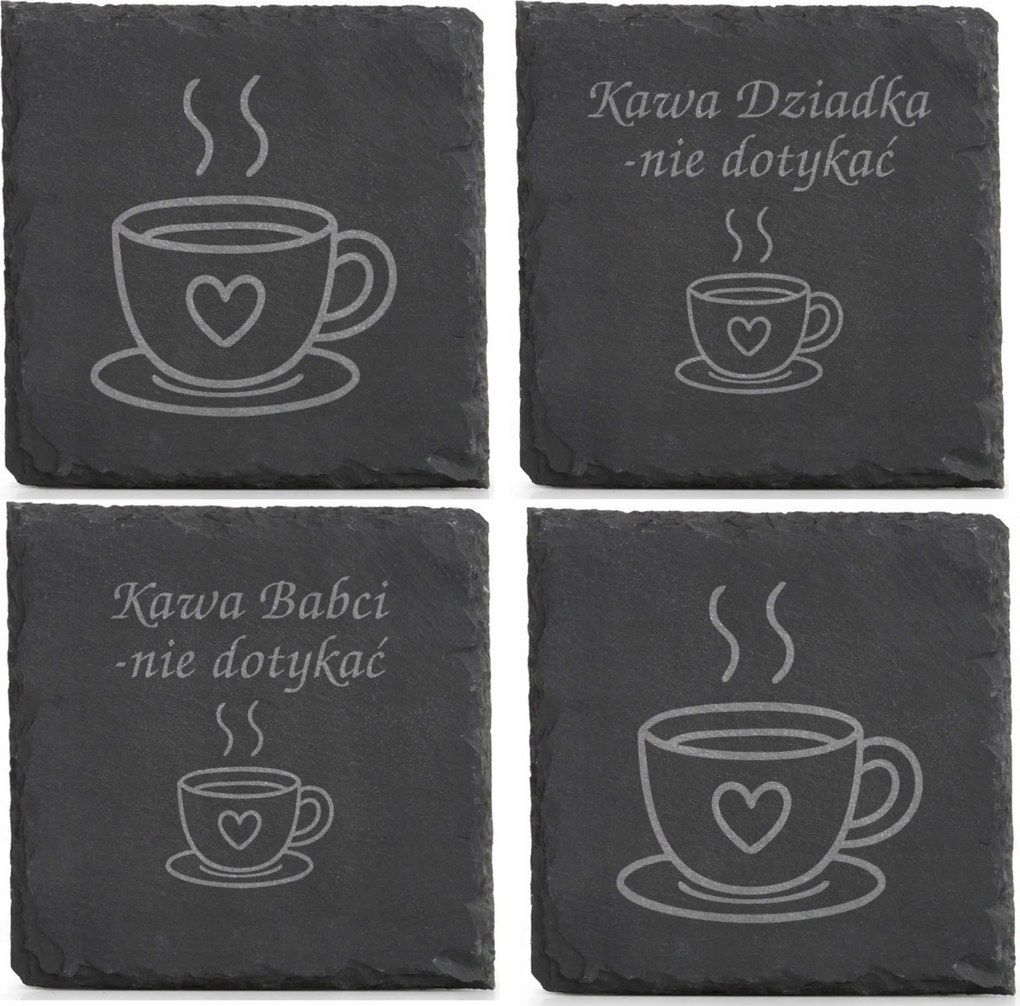 Kő alátétek x4 Ajándék Nagyinak és Nagypapának Kávé Nagymama Kávé Nagypapa