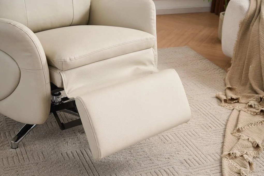 VASHOME Elektromos relaxációs fotel állítható háttámlávalés lábzsámollyal, USB töltővel, Bézs