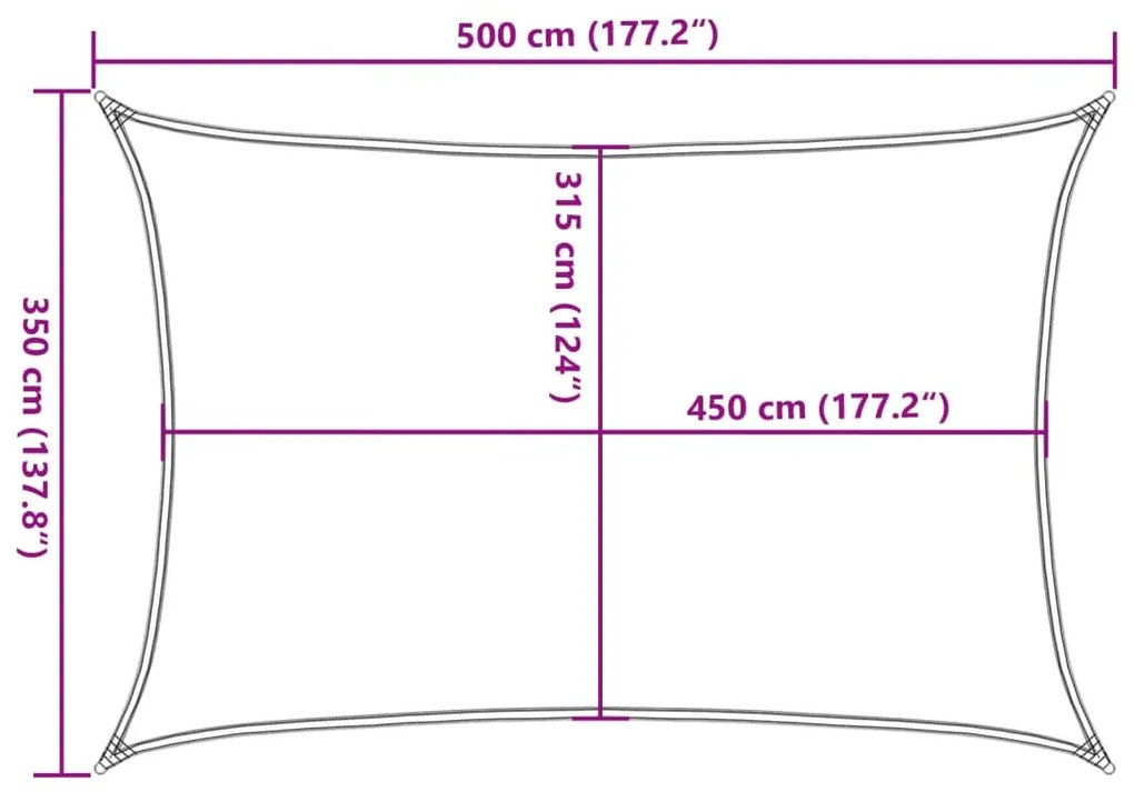 piros HDPE napvitorla 160 g/m² 3,5 x 5 m