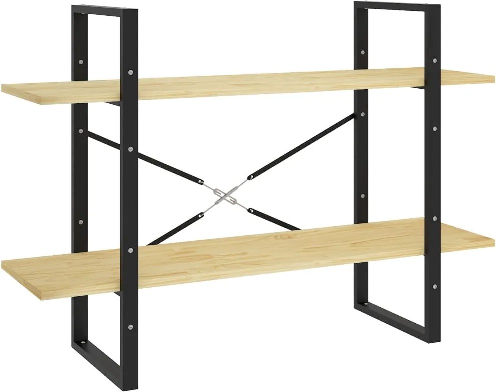vidaXL kétszintes tömör fenyőfa könyvszekrény 100 x 30 x 70 cm