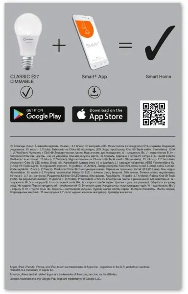 SET 3x LED Dimmelhető izzó SMART + E27 / 9W / 230V 2700K - Ledvance