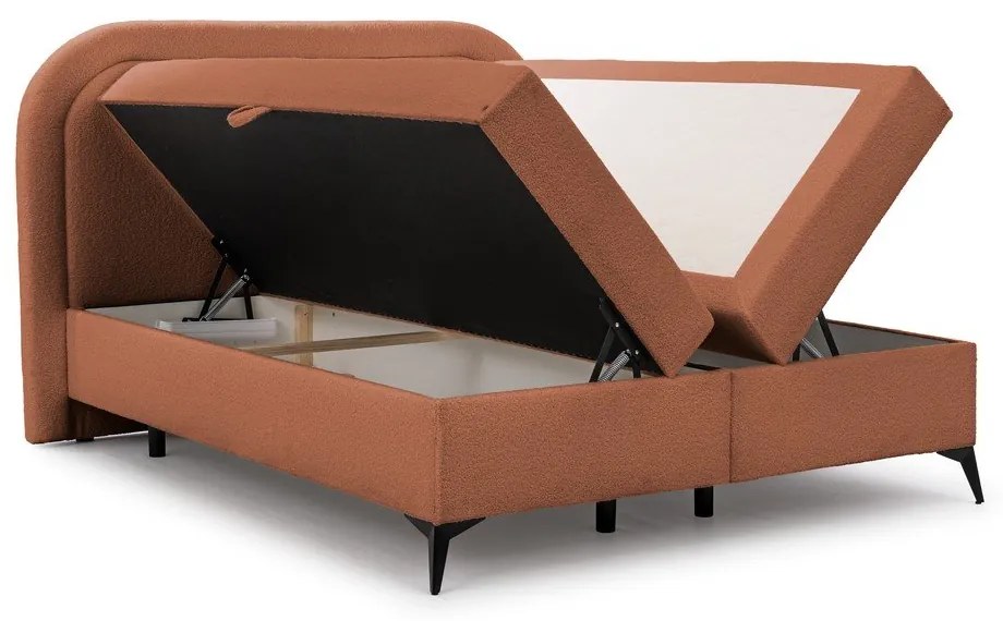 Narancssárga ágyneműtartós boxspring ágy 180x200 cm Ornes – Ropez