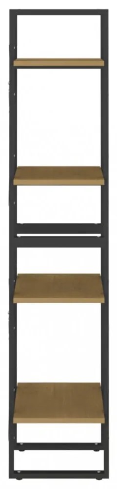 négyszintes barna tömör fenyőfa könyvszekrény 40 x 30 x 140 cm
