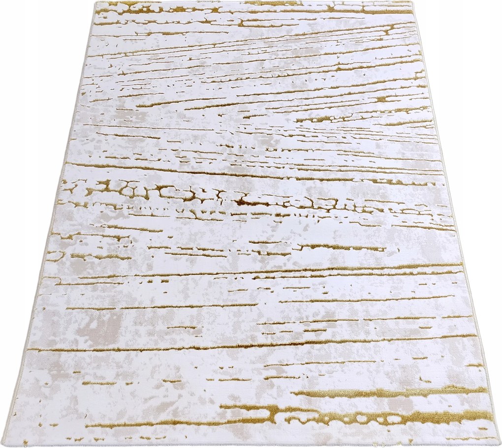 Puha Szőnyeg 120x170 Modern Hálószoba Nappali Krém Arany Divatos