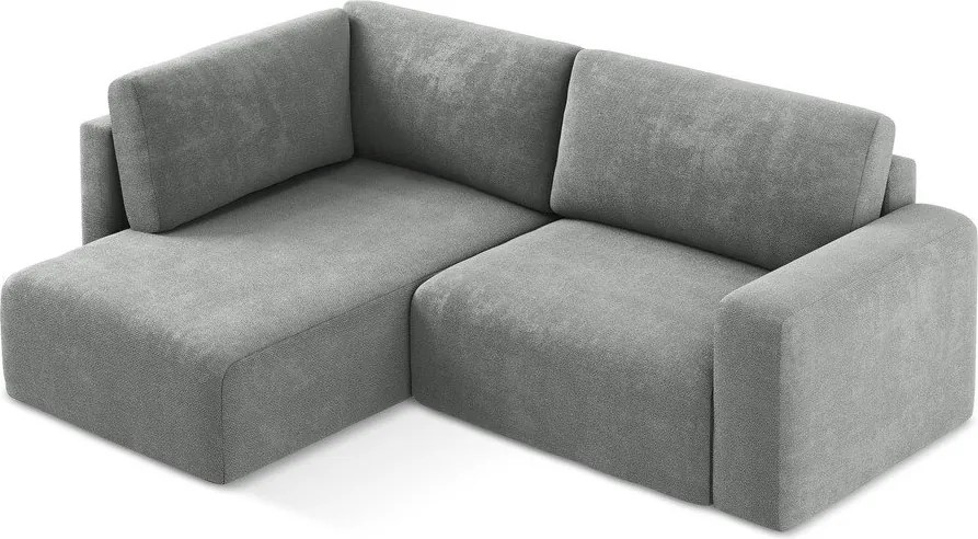 Szürke zsenília kinyitható-tárolóhelyes sarokkanapé (bal oldali-L alakú) Kona – Makamii