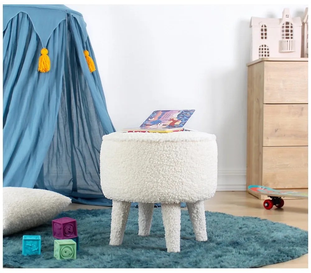 Fehér buklé gyerek puff Moouv – Artie