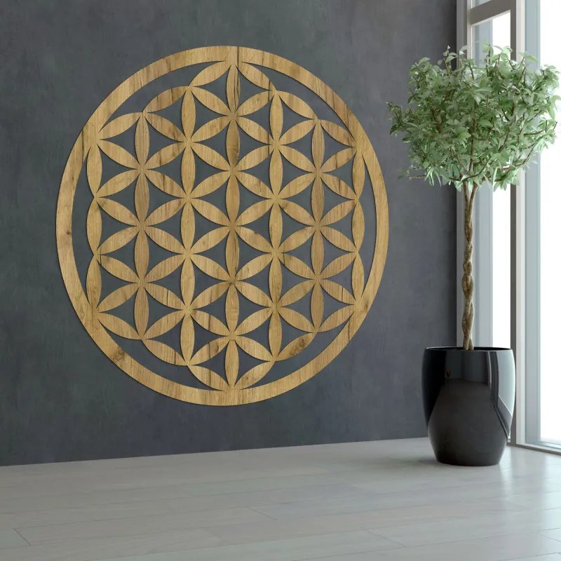Elegáns, faragott fa mandala falra - FLORUM