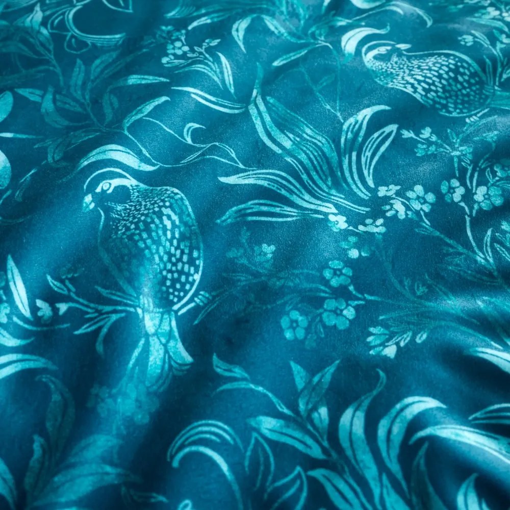 Kék kétszemélyes bársony ágyneműhuzat 200x200 cm Regal Birds – Catherine Lansfield