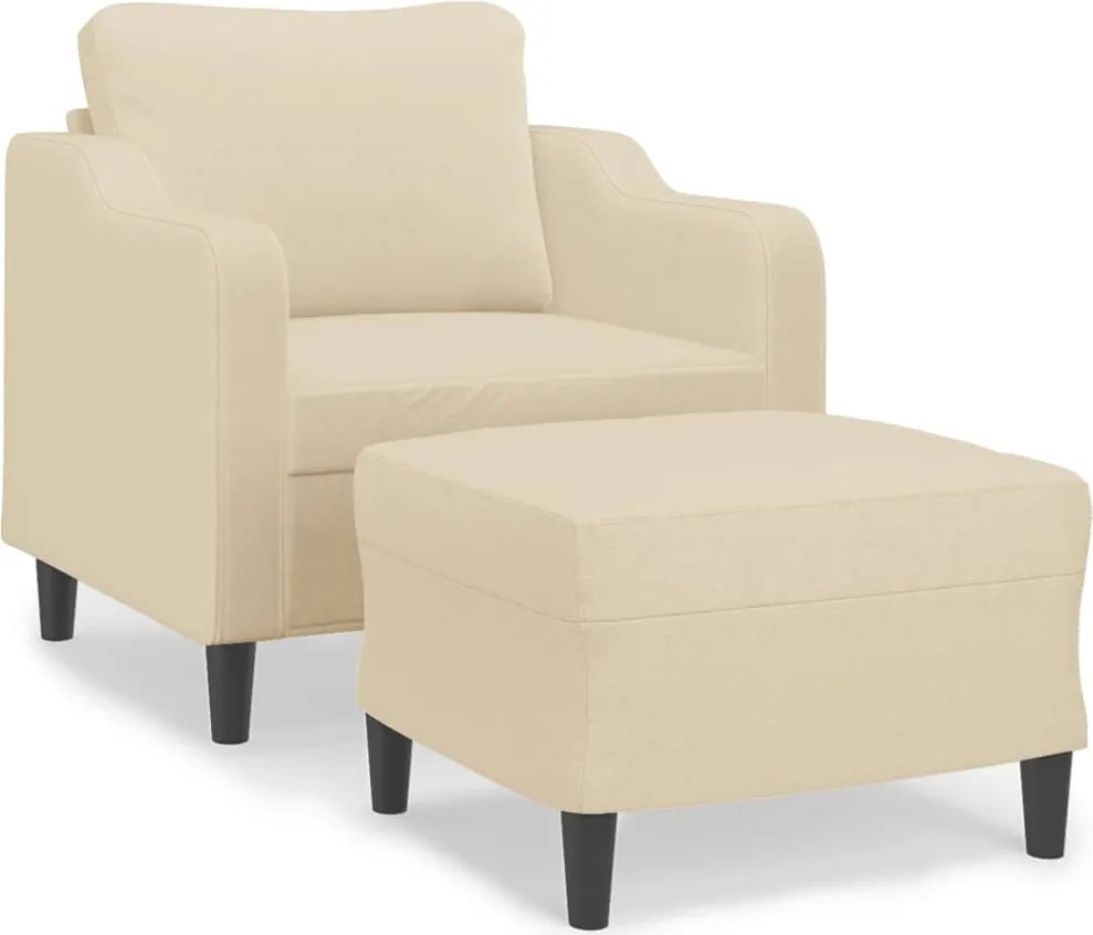 vidaXL krémszínű szövet kanapéfotel lábtartóval 60 cm