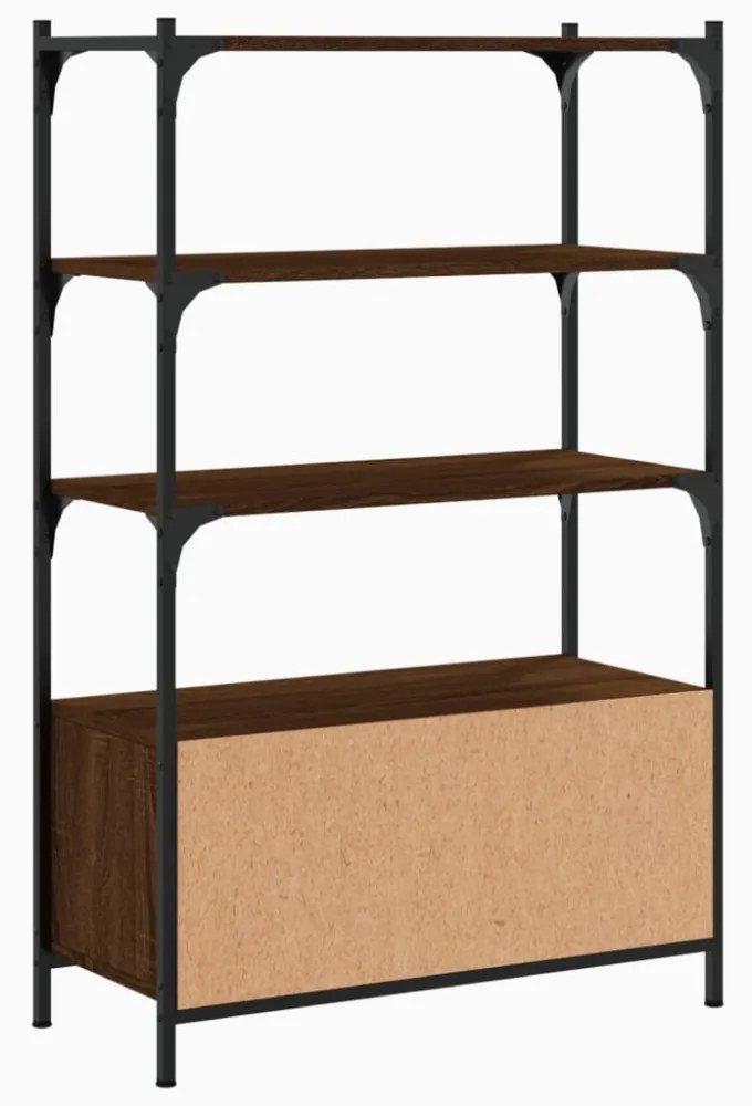 3 szintes barna tölgy szerelt fa könyvespolc 70 x 30 x 109,5 cm