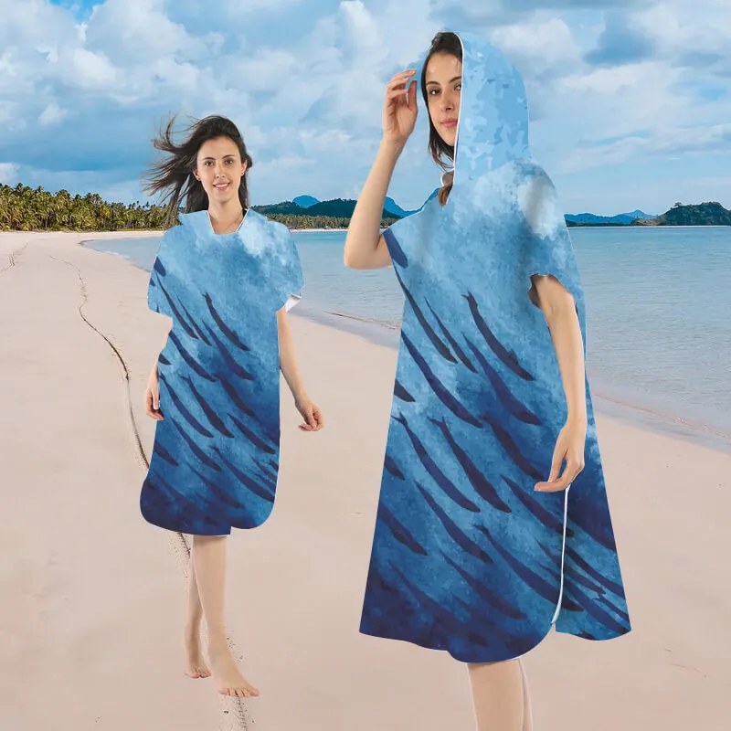 Poncsó törölköző WHALES kék 80×145 cm
