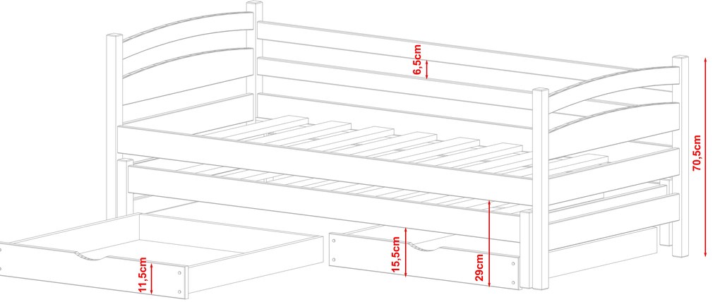 Gyerekágy 90 x 200 cm Tiana (ágyráccsal és tárolóhellyel) (fehér). Akció -10%. 1013113