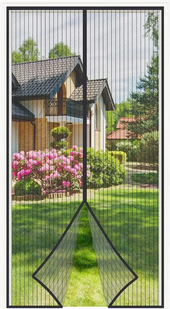 Szúnyogháló Ajtóra Mágneses Fekete 95x200 Nagy Tömör 2 Mágnes