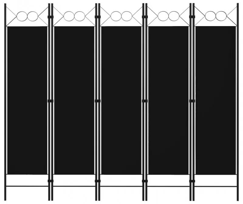 Fekete 5 paneles paraván 200 x 180 cm