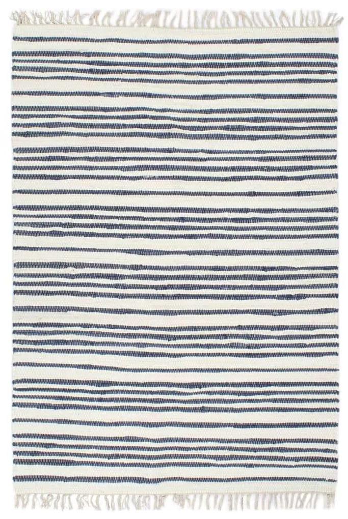vidaXL kék és fehér, kézzel szőtt pamut Chindi szőnyeg 160 x 230 cm
