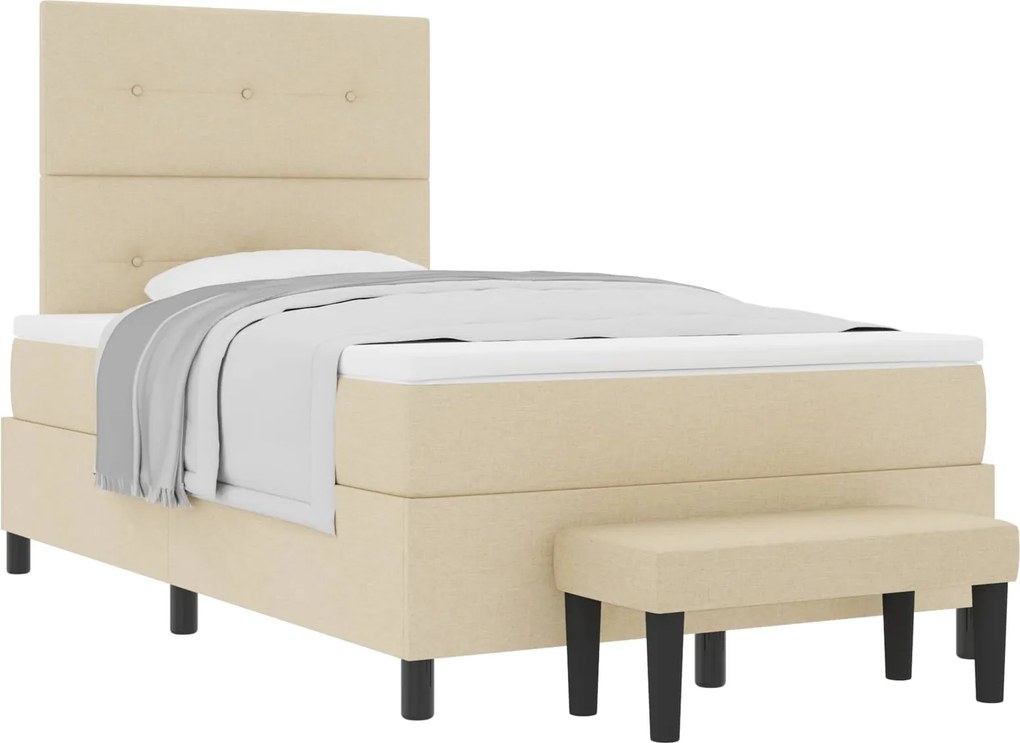 vidaXL Boxrugós ágy matracmal fejtámlával Krém 120 x 200 cm szövet