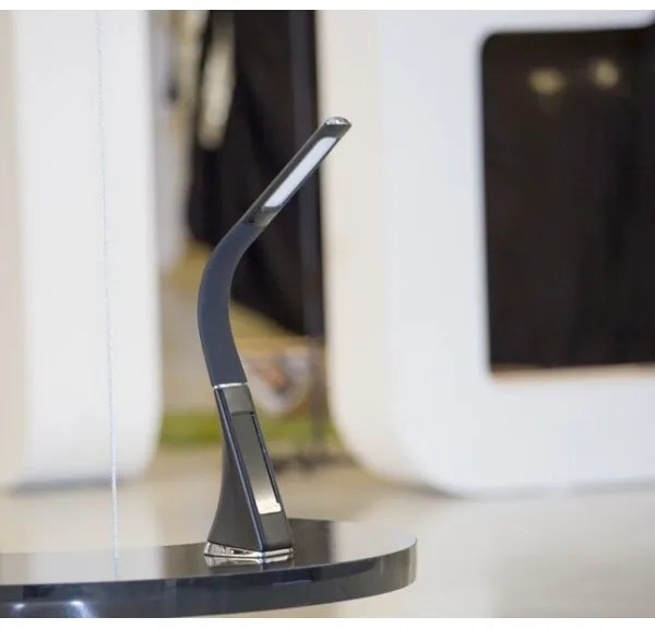 Immax 08947L - LED Asztali lámpa kijelzővel LEATHER LED/6,5W/5V fekete